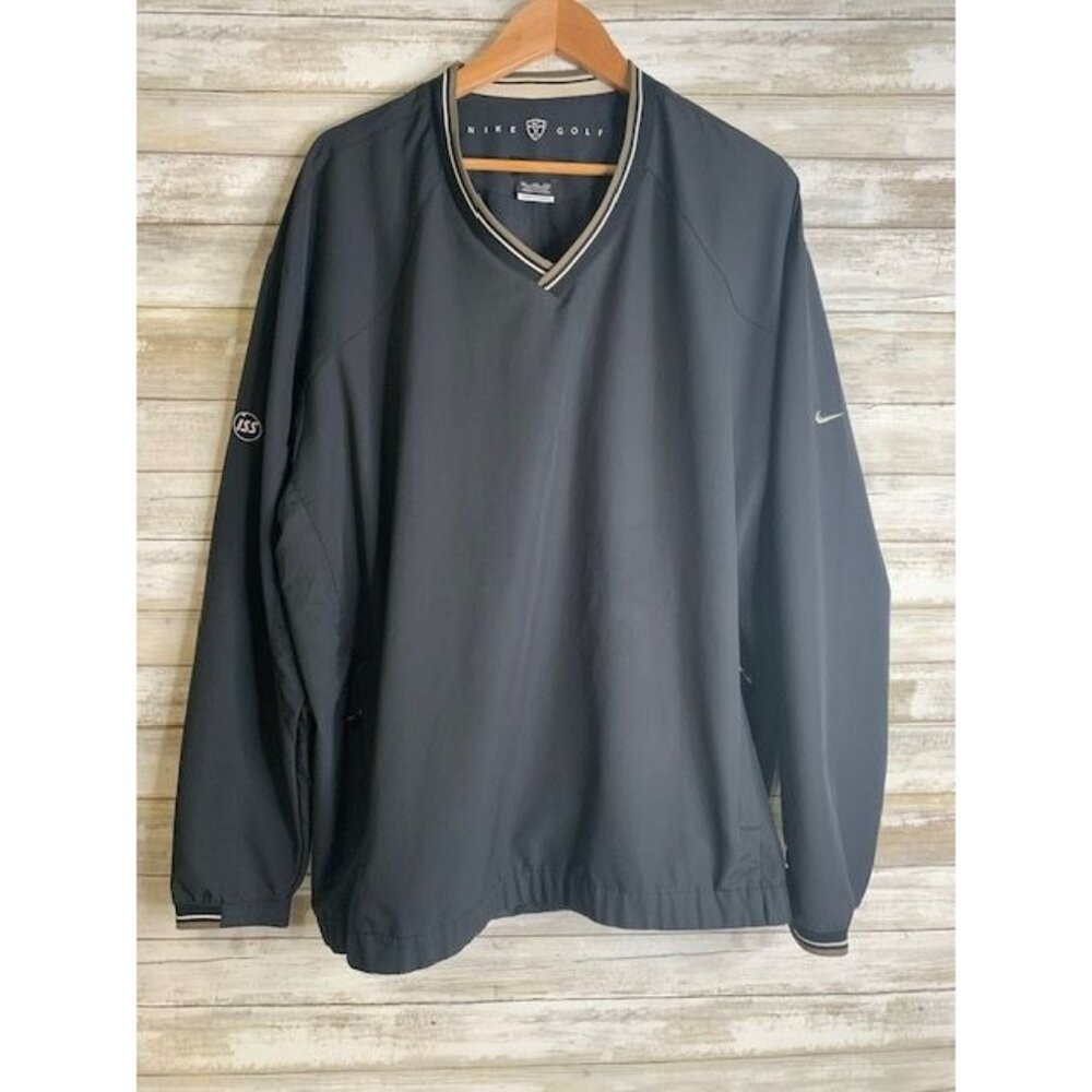 Nike‎ Golf Mens XXL Pullover Windbreaker Jacket Black Polyester